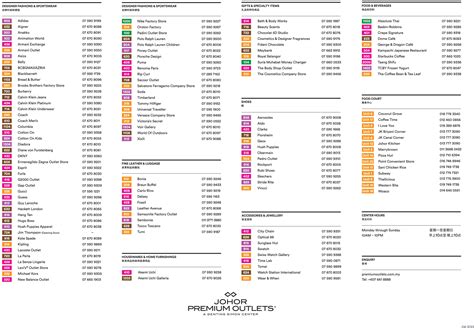 johor premium outlet directory.